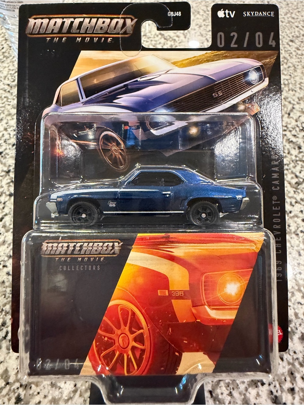 Match 1969 Chevrolet Camaro SS die-cast in metallic blue